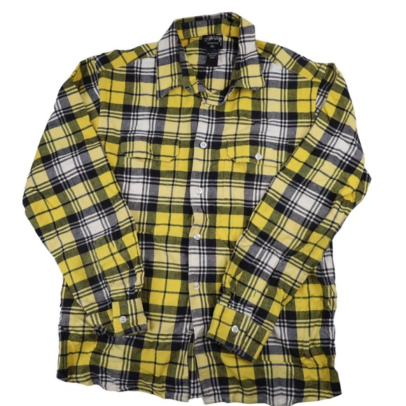 Vintage Stussy Plaid Flannel Button Down Shirt - Picture 1 of 8